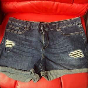 New York & Company Blue Jean Shorts Distressed Cuffed